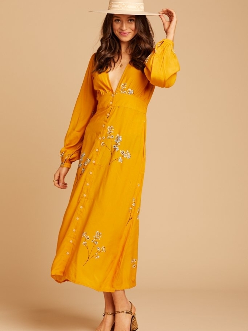 RUE STIIC Blossom Elliot Midi Dress Sz S
